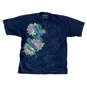 Y2K Ed hardy style embellished snake tee